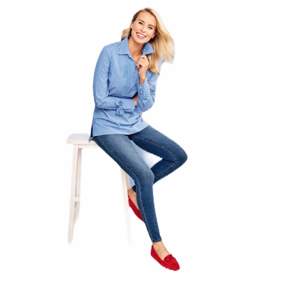 Talbots Tie-Cuff Popover Striped SP - Picture 3 of 6